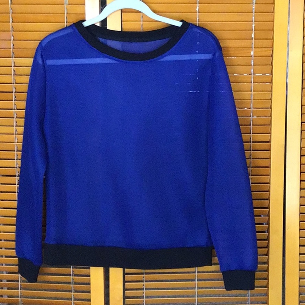 Lucy Royal Blue Sheer Sweatshirt with Black Accents